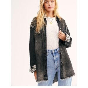 FreePeople Black Studded Denim Button-down - Size Small